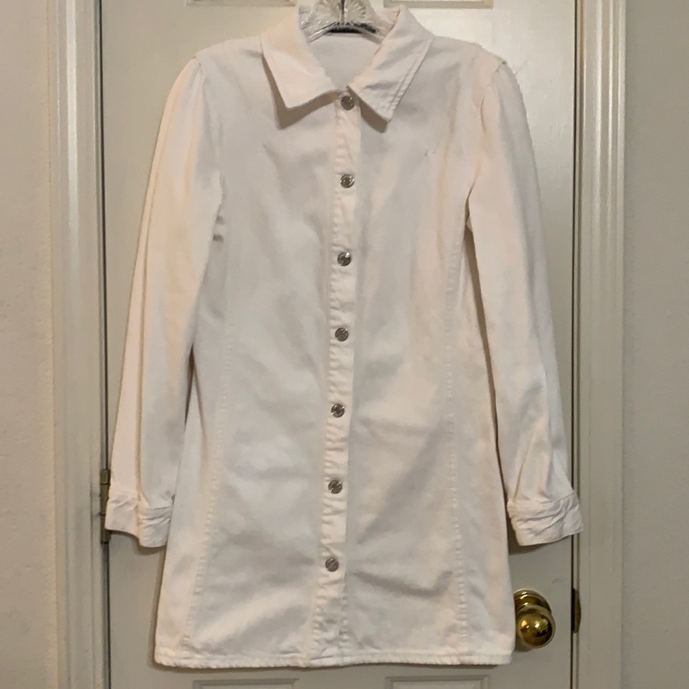 White Zara long denim coat